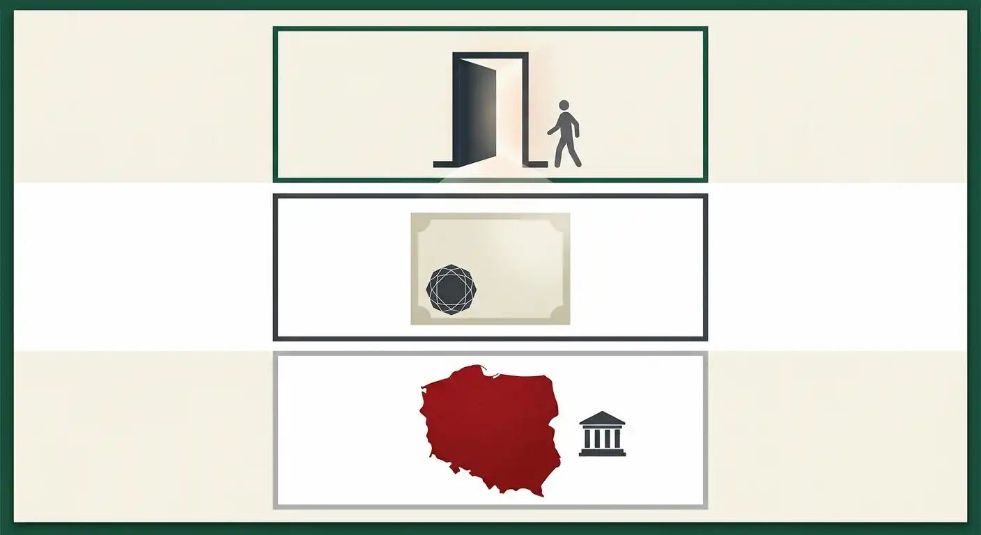 Neutralny trójwarstwowy schemat rozdzielający dostępność platformy, licencję Curaçao i polski status regulacyjny